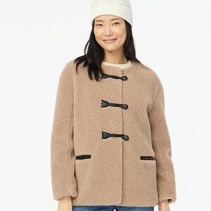 $268 NWT J. Crew Toggle Sherpa Coat, Beige, Size XL